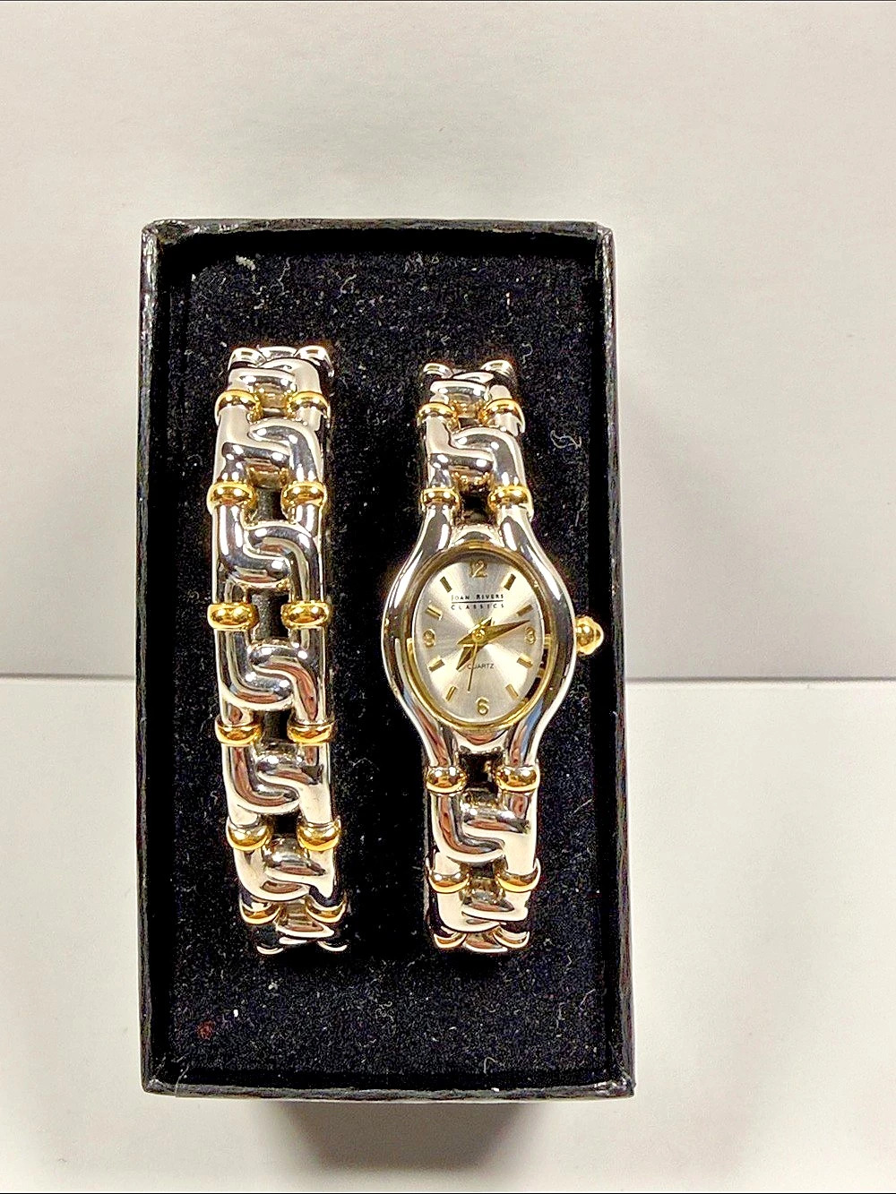 Joan Rivers Classics Collection Two-Tone Cuff Watch and Matching Bracelet Set